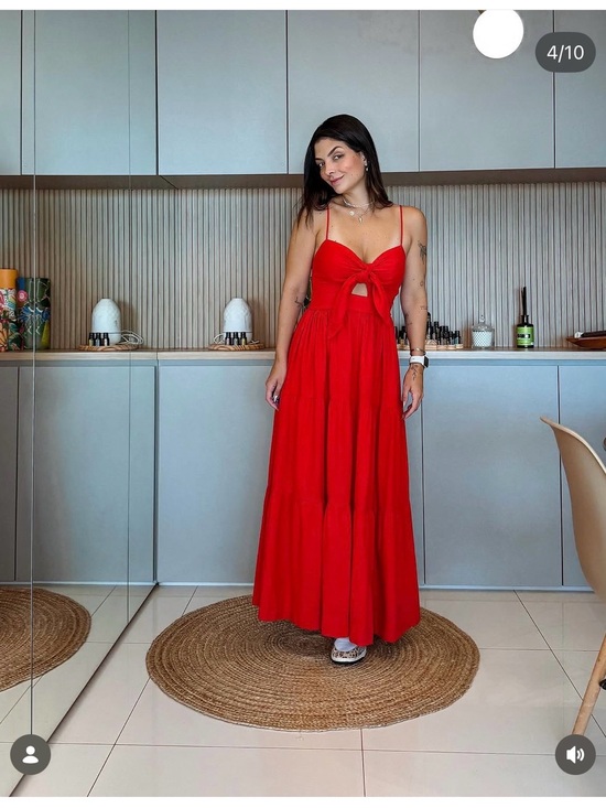 FARM Rio Dresses & Skirts - FARM Rio Red Tie-Front Spaghetti Strap Maxi Dress